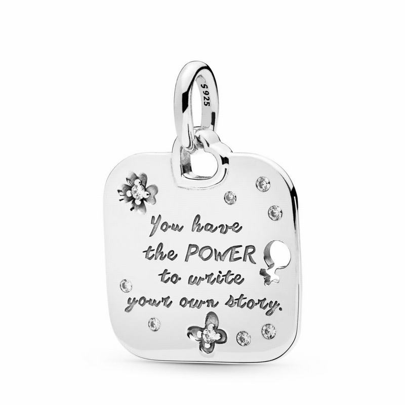 Pandora Australia Female Empowerment Motto Pendant - Sterling Silver | ZERCFD218